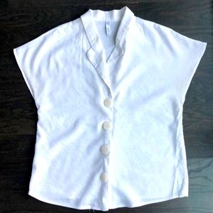 MNG Basics White Linen Button Down